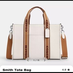 Coach Cream and Tan Smith Tote Bag